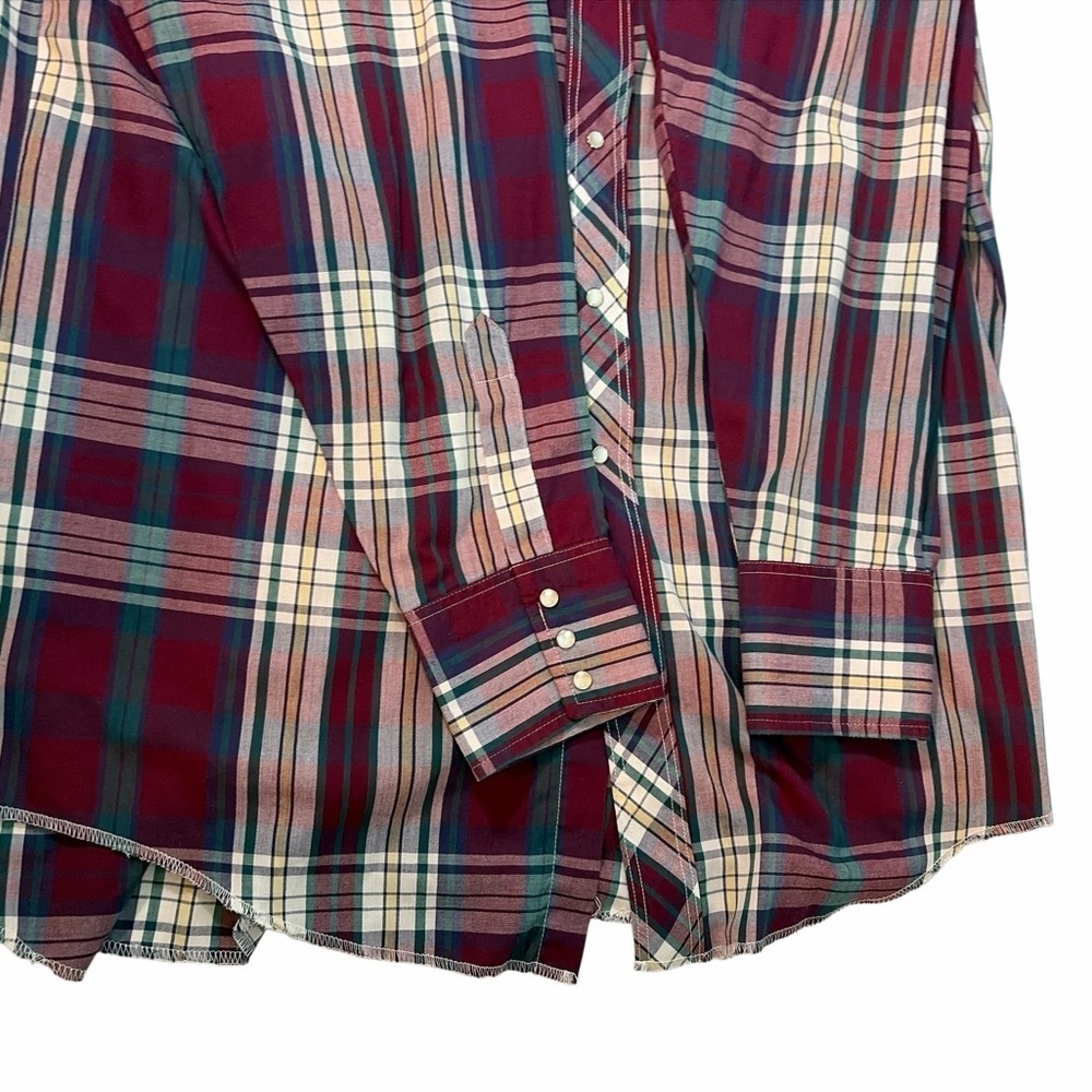 Vintage Wrangler Pearl Snap Shirt X long Tail Long Sleeve Multicolor Men Western - Picture 6 of 8